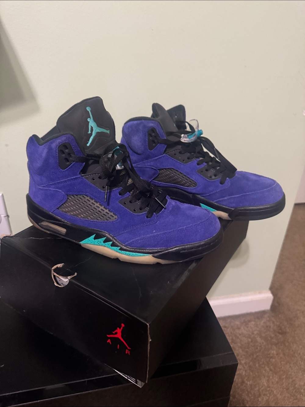 Jordan Men’s High-Top Sneakers in Purple with Teal Accents